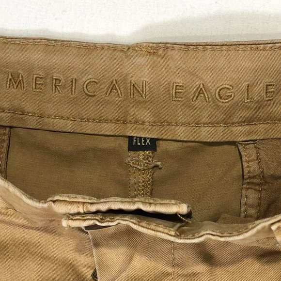 American Eagle Mens Size 40x36 Tan Khakis Cotton Original Straight Flex Jeans - Picture 3 of 7